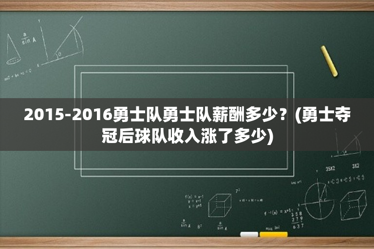 2015-2016勇士队勇士队薪酬多少？(勇士夺冠后球队收入涨了多少)