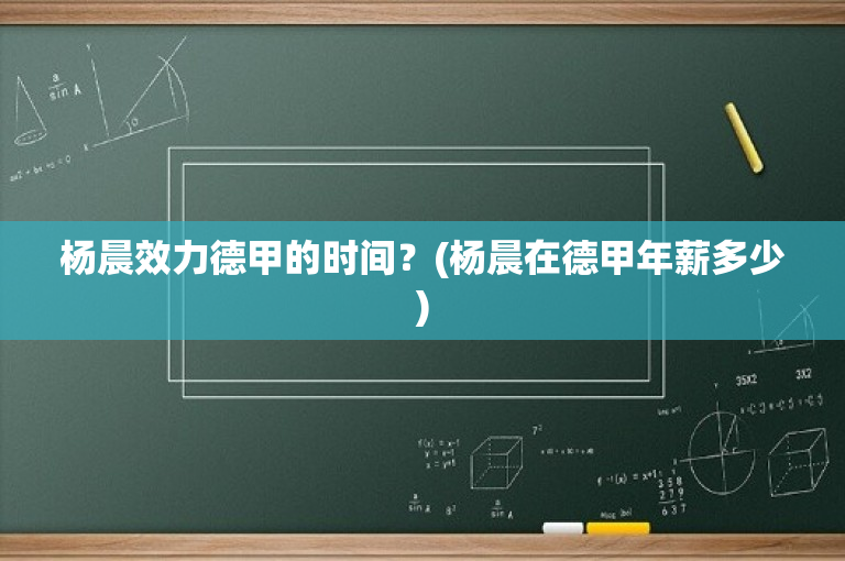 杨晨效力德甲的时间？(杨晨在德甲年薪多少)
