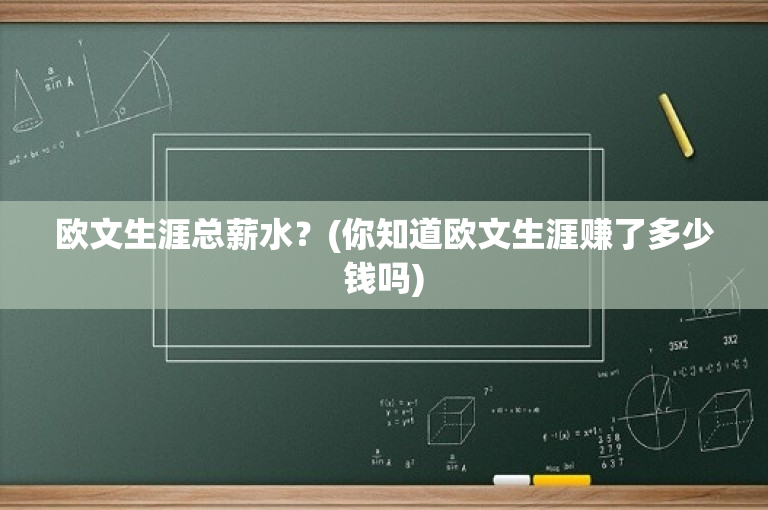 欧文生涯总薪水？(你知道欧文生涯赚了多少钱吗)