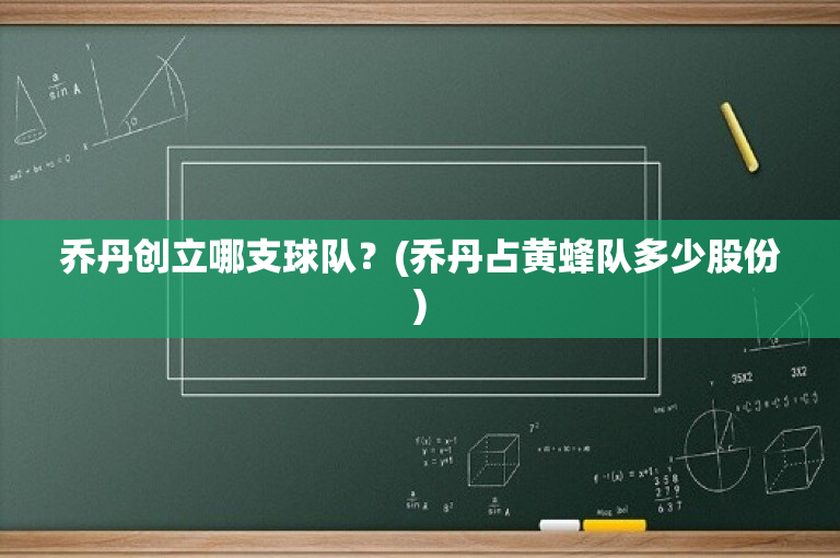 乔丹创立哪支球队？(乔丹占黄蜂队多少股份)