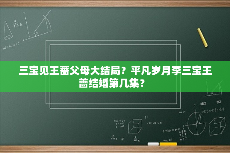 三宝见王蔷父母大结局？平凡岁月李三宝王蔷结婚第几集？ -图1