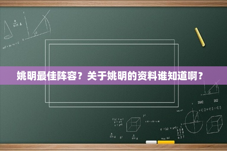 姚明最佳阵容？关于姚明的资料谁知道啊？ 