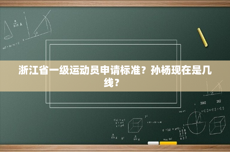 浙江省一级运动员申请标准？孙杨现在是几线？ 