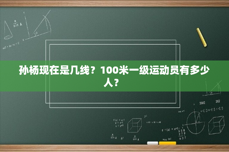 孙杨现在是几线？100米一级运动员有多少人？ 