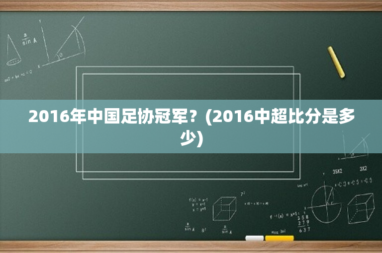 2016年中国足协冠军？(2016中超比分是多少)