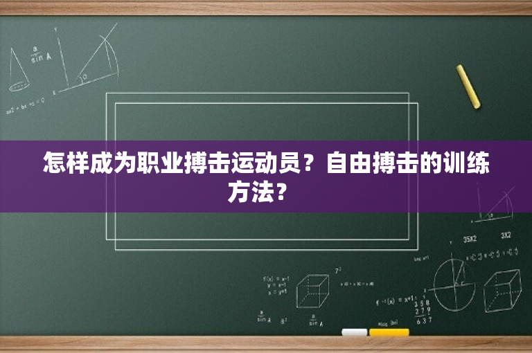 怎样成为职业搏击运动员？自由搏击的训练方法？ 