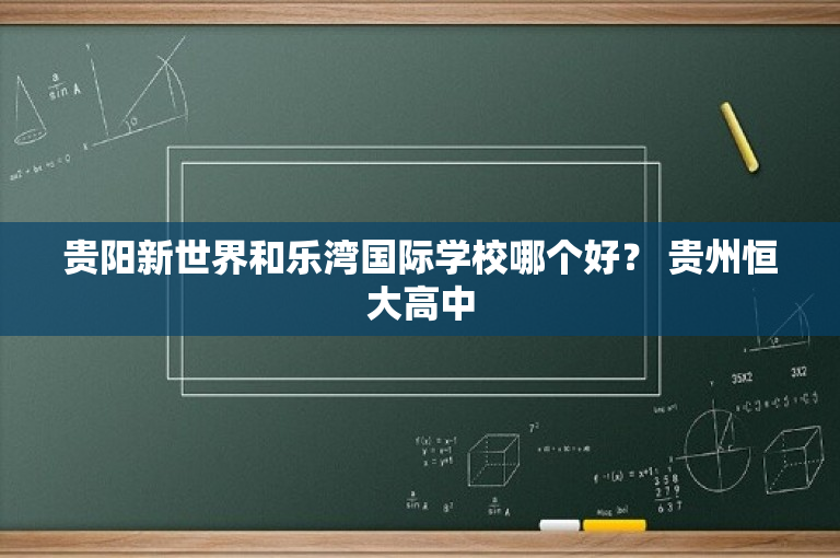 贵阳新世界和乐湾国际学校哪个好？ 贵州恒大高中