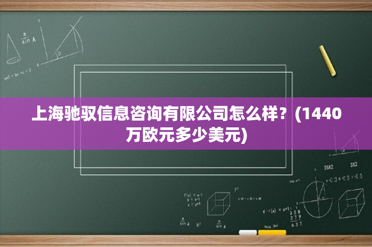 上海驰驭信息咨询有限公司怎么样？(1440万欧元多少美元)