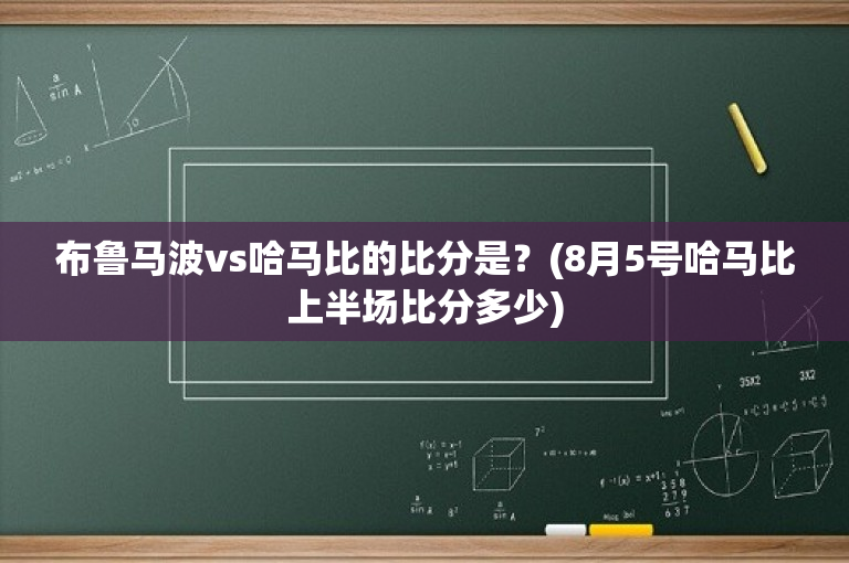布鲁马波vs哈马比的比分是？(8月5号哈马比上半场比分多少)