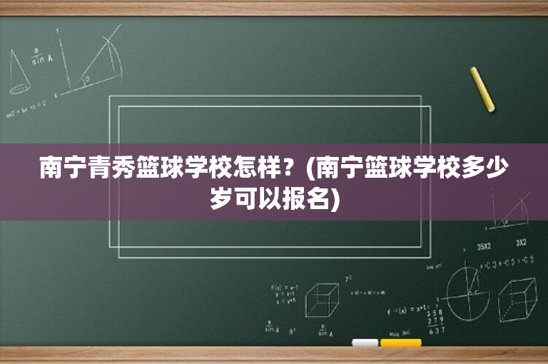 南宁青秀篮球学校怎样？(南宁篮球学校多少岁可以报名)