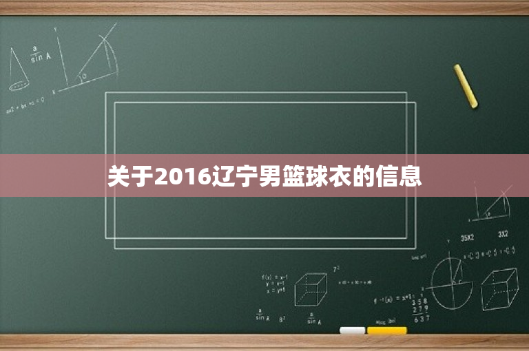 关于2016辽宁男篮球衣的信息
