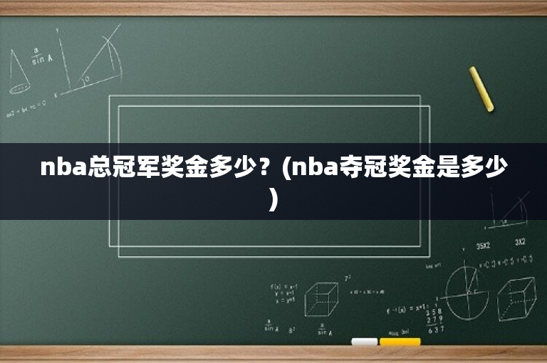 nba总冠军奖金多少？(nba夺冠奖金是多少)