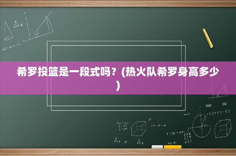 希罗投篮是一段式吗？(热火队希罗身高多少)
