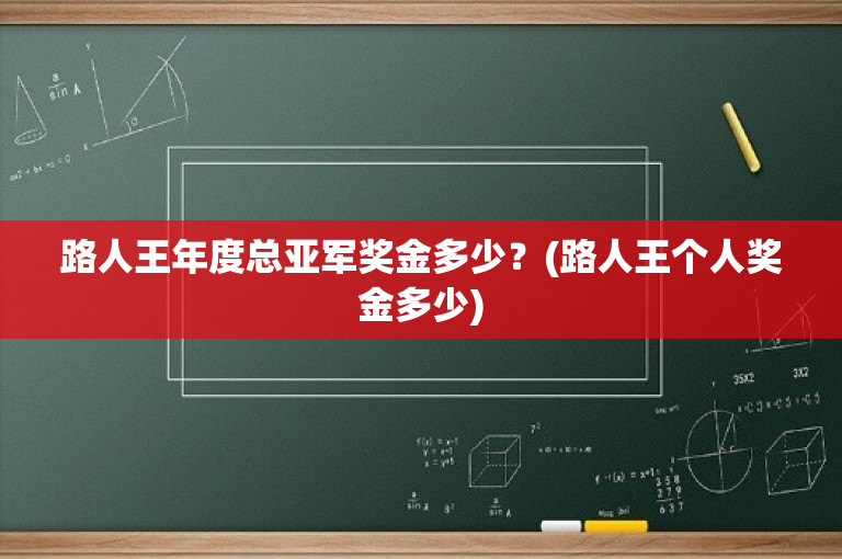 路人王年度总亚军奖金多少？(路人王个人奖金多少)