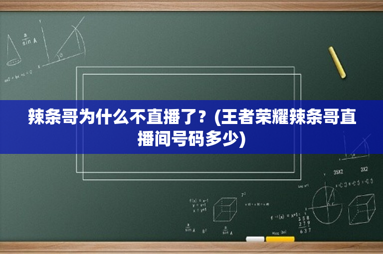 辣条哥为什么不直播了？(王者荣耀辣条哥直播间号码多少)