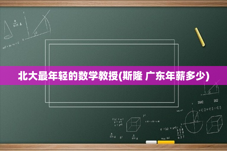 北大最年轻的数学教授(斯隆 广东年薪多少)